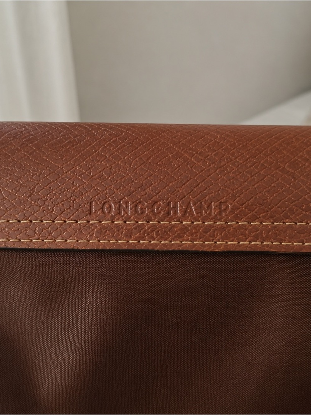 Longchamp Brown Nylon Tote with Tan Leather Trim - Picture 4 of 5